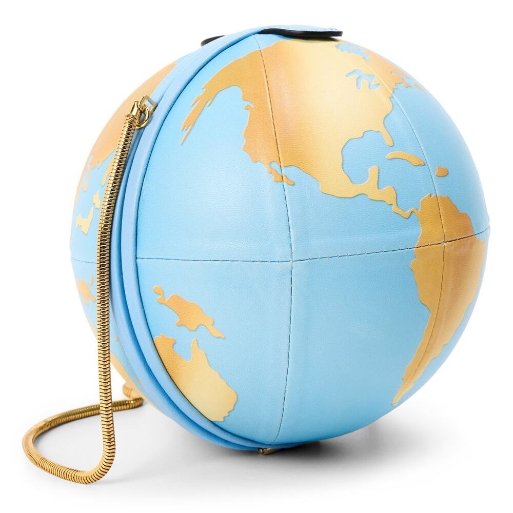 SS23 Moschino Couture Jeremy Scott WORLD MAP CHAIN LINK GLOBE NAPPA SHOUDLER BAG - Picture 2 of 6